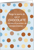 Spanish Birthday Aging Chocolate Humor card