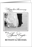 First Custom Name Wedding Anniversary Congratulations Black White card