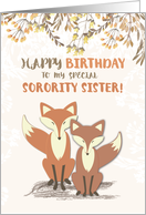 Sorority Sister Birthday Foxes Leaves on Branches card