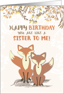 Like a Sister to Me Birthday Foxes Leaves on Branches card