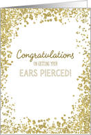 Congratulations on Getting Ears Pierced Gold Confetti Girl card