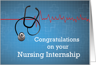 Nursing Internship Congratulations Stethoscope on Blue card