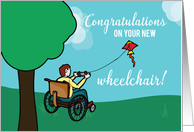 New Wheelchair Congratulations Boy Flying Kite Outdoors card