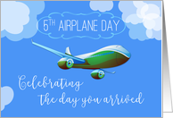 5th Airplane Adoption Day Green Airplane card