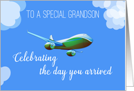 Airplane Day for GRANDSON Adoption with Green Airplane card