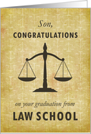 Son Law School Graduation Congratulations Scale of Justice card