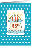 45th Birthday Cake on Blue Teal with Dots card