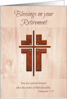 Retirement Blessings Priest Cross on Wood card