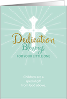 Dedication Blessings for Little One Neutral Green and Gold card