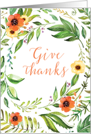 Give Thanks Thanksgiving Wreath card