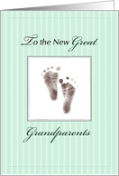 New Great Grandparents of Baby Neutral Green Footprint card