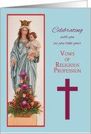 Taking Vows Nun Mary Holding Baby Jesus with Flowers card