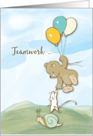 Teamwork Congratulations With Bear Mouse and Snail card