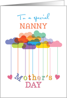 Nanny Cute Mothers Day Rainbow Clouds and Hearts card
