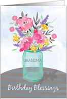 Grandma Birthday Blessings Jar Vase with Flowers card