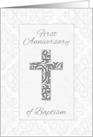 First Anniversary Baptism Blessings Cross with Swirls card