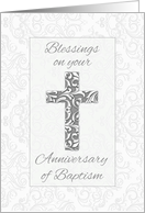 Anniversary Baptism Blessings Cross with Swirls card