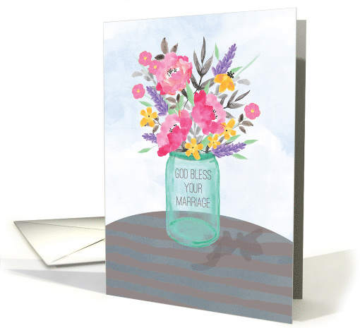 Religious Wedding Blessings Jar Vase with Flowers card (1543772)