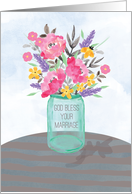 Religious Wedding Blessings Jar Vase with Flowers card