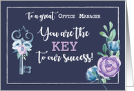 Office Manager Admin Pro Day Key to Success Navy with Flowers card