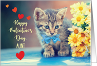 Aunt Love Valentine Kitten with Yellow Daisies card