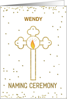 Custom Name Naming Ceremony Gold Look Cross card