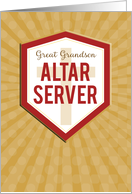 Great Grandson Altar Server Congratulations Starburst and Shield card
