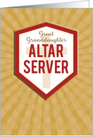 Great Granddaughter Altar Server Congratulations Starburst and Shield card