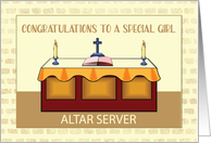 Special Girl Congratulations Catholic Altar Server with Altar card