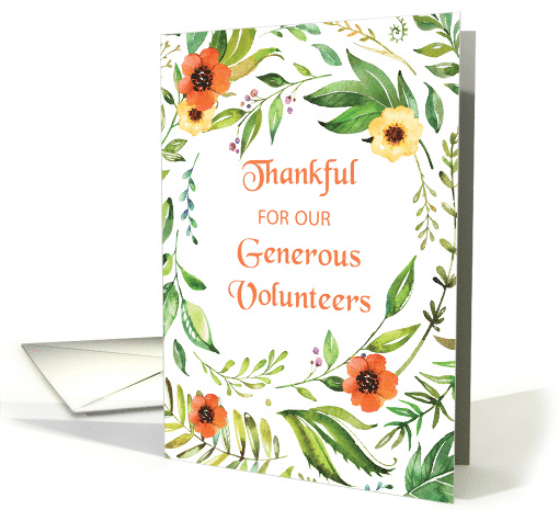 Thankful for Generous Volunteers Thanksgiving Wreath card (1652866)
