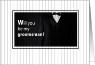 Groomsman Invitation with Black and White Tuxedo card