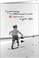 12 Step Addiction Recovery Little Boy walking on Beach Encouragement card