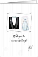 Will you be in our Wedding Invitation with Bridal Gown and Tuxedo card