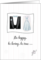 Wedding Congratulations for Bride and Groom Bridal Gown and Tuxedo card