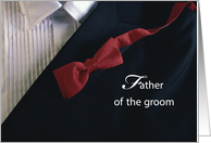 Father of the Groom Thank You Red Tie with Black Tuxedo card