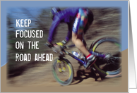 Keep Focused Encouragement with Mountain Bike 12 Step Recovery card