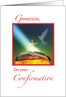 Grandson Confirmation Congratulations with Dove Bible and Cross card