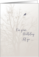 Recovery Birthday with Bird and Tree 12 Step Recovery Let Go Let God card
