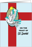 Feast of St. David Dove on Red Cross card