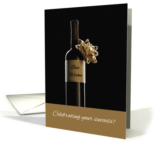 Congratulations on New Job with Wine Bottle with Bow card (406725)