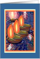 Diwali Three Floating Candles Holiday India card