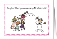 Bridesmaid Thank You with Stick Figures Wedding card