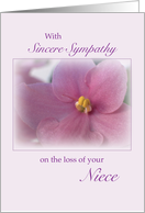 Loss of Niece Flower Sympathy Soft Pink Violet card