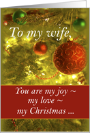 Wife Christmas with Golden Tree and Ornaments card