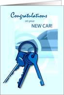 New Car Congratulations with Keys and Car card