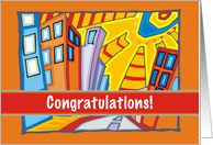 New Apartment Congratulations with Colorful Buildings card