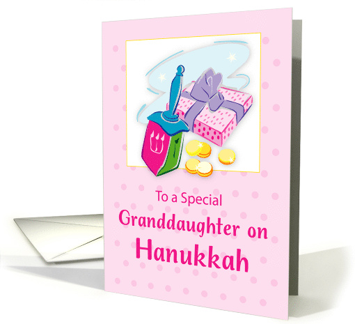 Granddaughter Hanukkah Pink With Dreidel and Gifts card (685354)