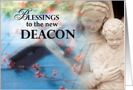 New Deacon Congratulations Mary with Child Jesus and Cross Religion card