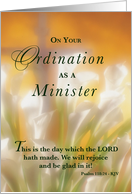 Minister Ordination Congratulations with Cross and White Lilies card