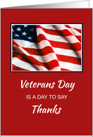 Veterans Day Thanks American Flag on Red card